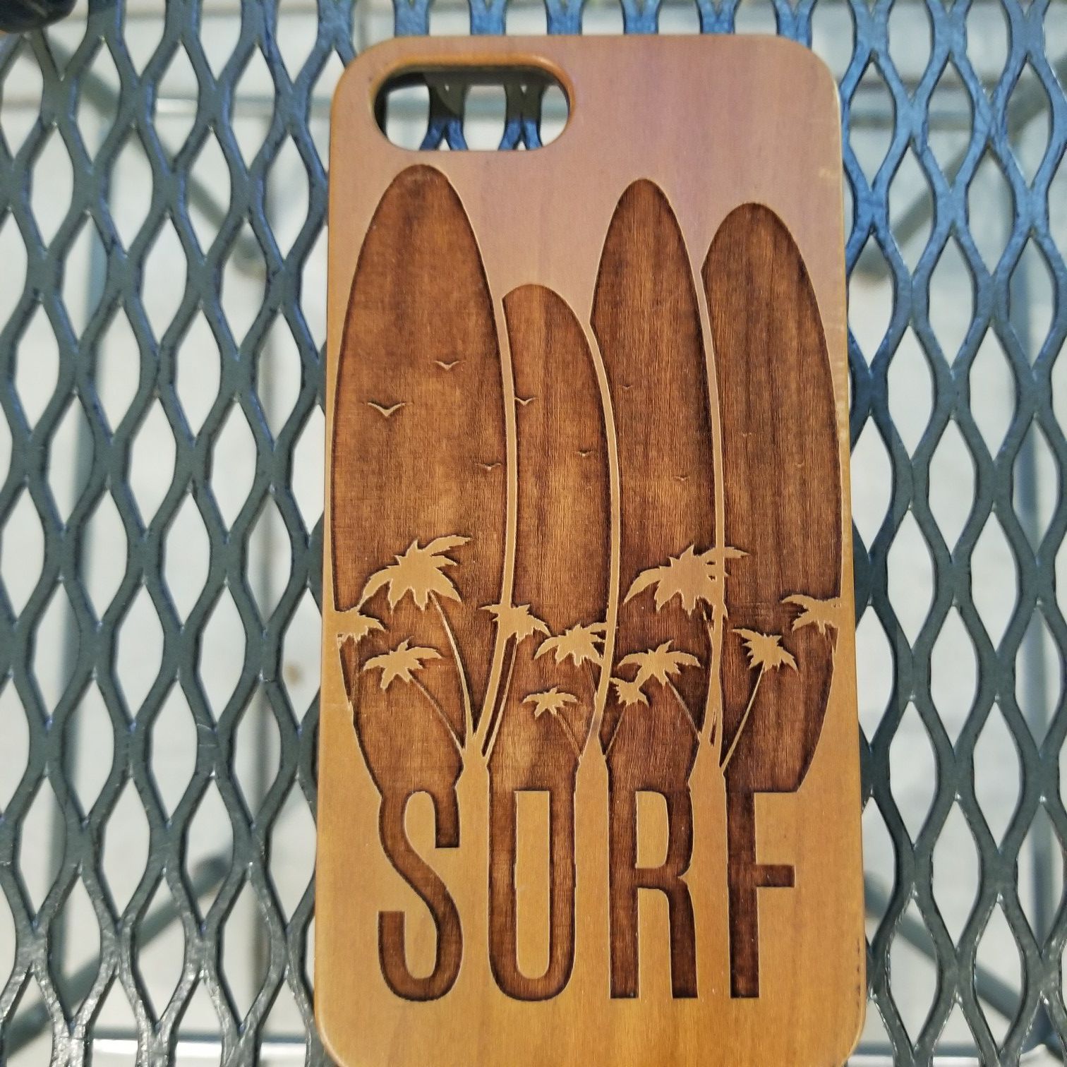 Surf boards design laser engraved wood case for iPhone and Samsung Galaxy