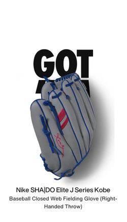 Nike Shado Elite J Series Kobe Baseball Glove Mitt Gray Dodgers Right Hand Throw