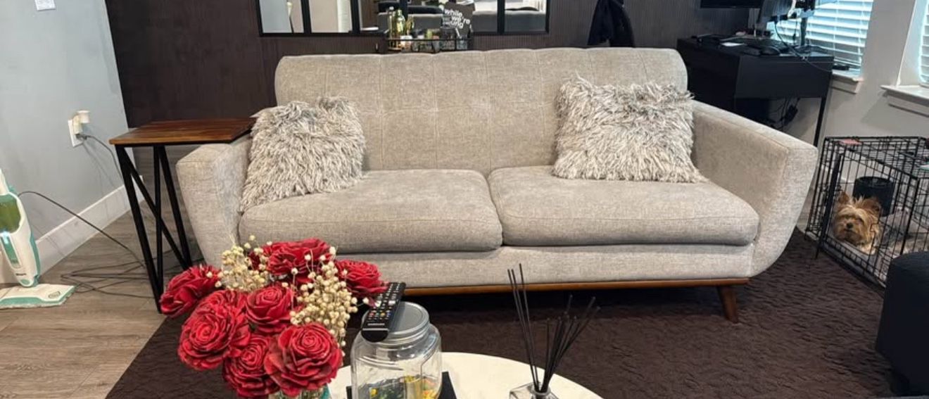 Gray 2 Seat Living Room Couch Loveseat Sofa