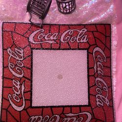 Coca Cola  Light Cover And Candle Holders  Stained Glass 