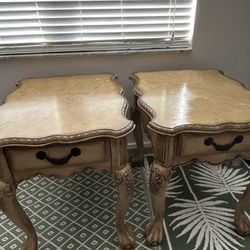 Two Vintage Side Tables With Drawers 