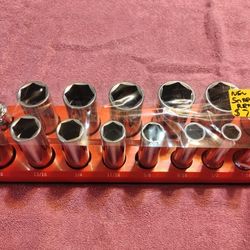 Snapon 1/3" Drive 6 Point Deep 3/8- 1 1/4" Set With Swivel 