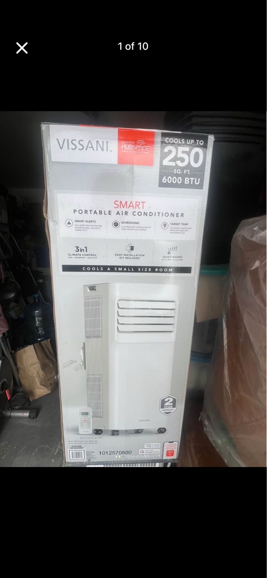 2 Vissani 6,000aa (DOE) BTU 115-Volt Portable Air Conditioner Cools 250 sq. ft. with Remote in White