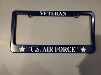 🇺🇸 U.S. Air Force Veteran License Plate Frame – Blue & White Military Auto Decor