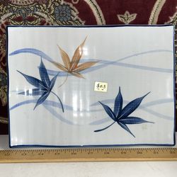 Vintage Japanese Ceramic Plate Rectangular Maple Leaf Motif