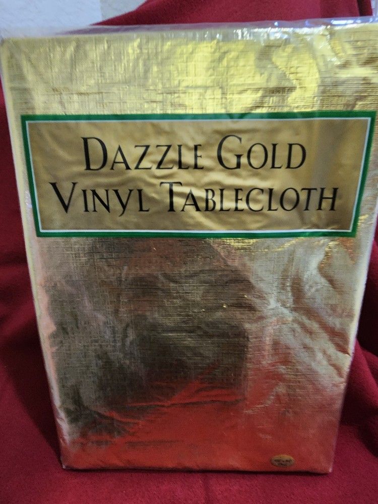 New Beautiful Dazzle Gold Vinyl Tablecloth