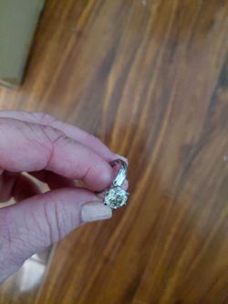 New Silver  3 ct Light Champagne Moissanite Solitaire Size 7