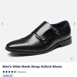 Bruno Marc Wide Monk Strap Oxford Dress Shoes