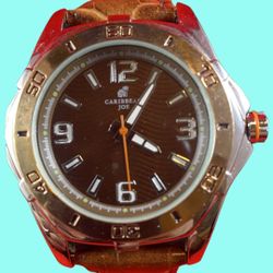 Carribean Joe Brown Leather Watch 