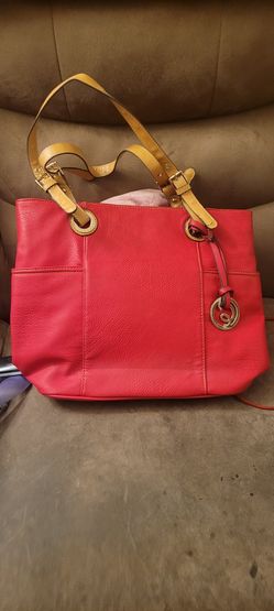 Red Leather  Hand Bag