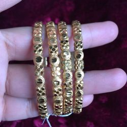 22k Gold Plated Bangles Indian Bollywood Pakistani Jewellery Size 2.4 2.6 Available 
