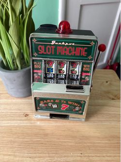 Vintage-Style Slot Machine Bank - Green & Red