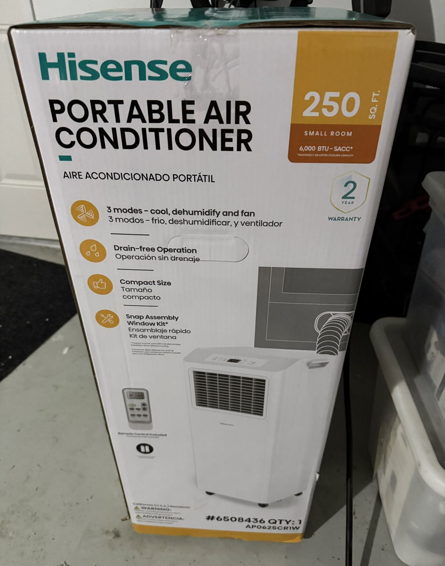 Portable Air Conditioner - Hisense 6,000 BTU 250 sq. ft.