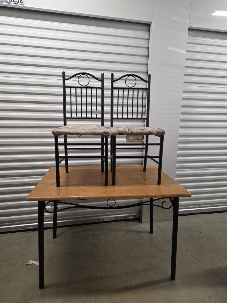 Solid Wood/Metal Frame Table & 2 Chairs - $65
