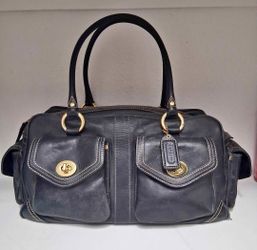 Vintage Coach 1808 Legacy Gallery Black Calf Leather Turnlock Satchel Bag Y2K