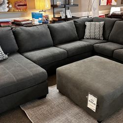 LH 👉 $39 is Down Payment For Financing 👉 Ambee Slate Gray Oversized Sectional Couch With Chaise 