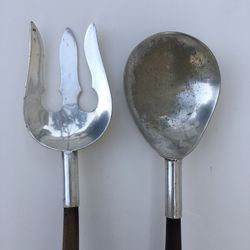 Silver and Wood Salad Servers