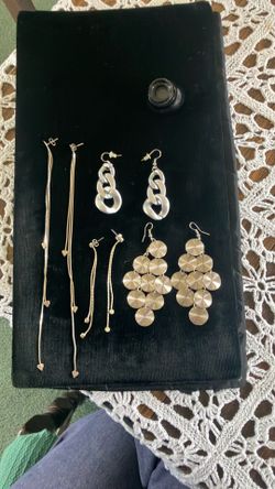 4 Misc long silver pierced earrings