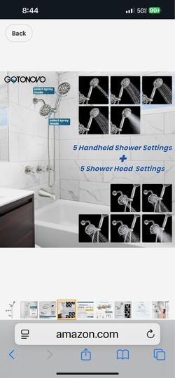 gotonovo 3 Handle Tub Shower Faucet Set, Dual Shower Head and Handle Set, Bathtub and Shower Faucet Combo,Shower System with Tub Spout,Wall Mount C51