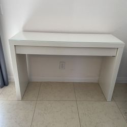 White IKEA Desk- Glass Top