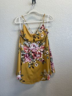 Lulus Mustard Floral Dress
