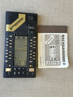 Backgammon 2 Electronic Handheld Travel LCD Game Computer Tested Works + Dice