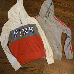 Pink Victoria Secret Hoodie And Adidas Hoodie
