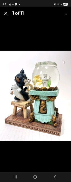 Figaro& Cleo Snow Globe By Disney Rare & Hard To Find