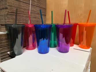 x48 Acrylic tumblers double wall with straws  $1 each