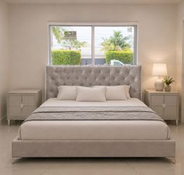 King bed bed frame / cama king velvet gris
