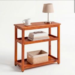 ENKEZI Narrow End Table with Shelf – Slim Side Table, Nightstand for Small Spaces, Bedroom, Living Room, Balcony or Outdoor Use (3 Tiers)