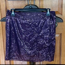 Womens Purple Blingy Skirt Size M