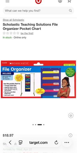 Scholastic Pocket Chart File Organizer