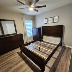 Wood Bed, Dresser and Chest