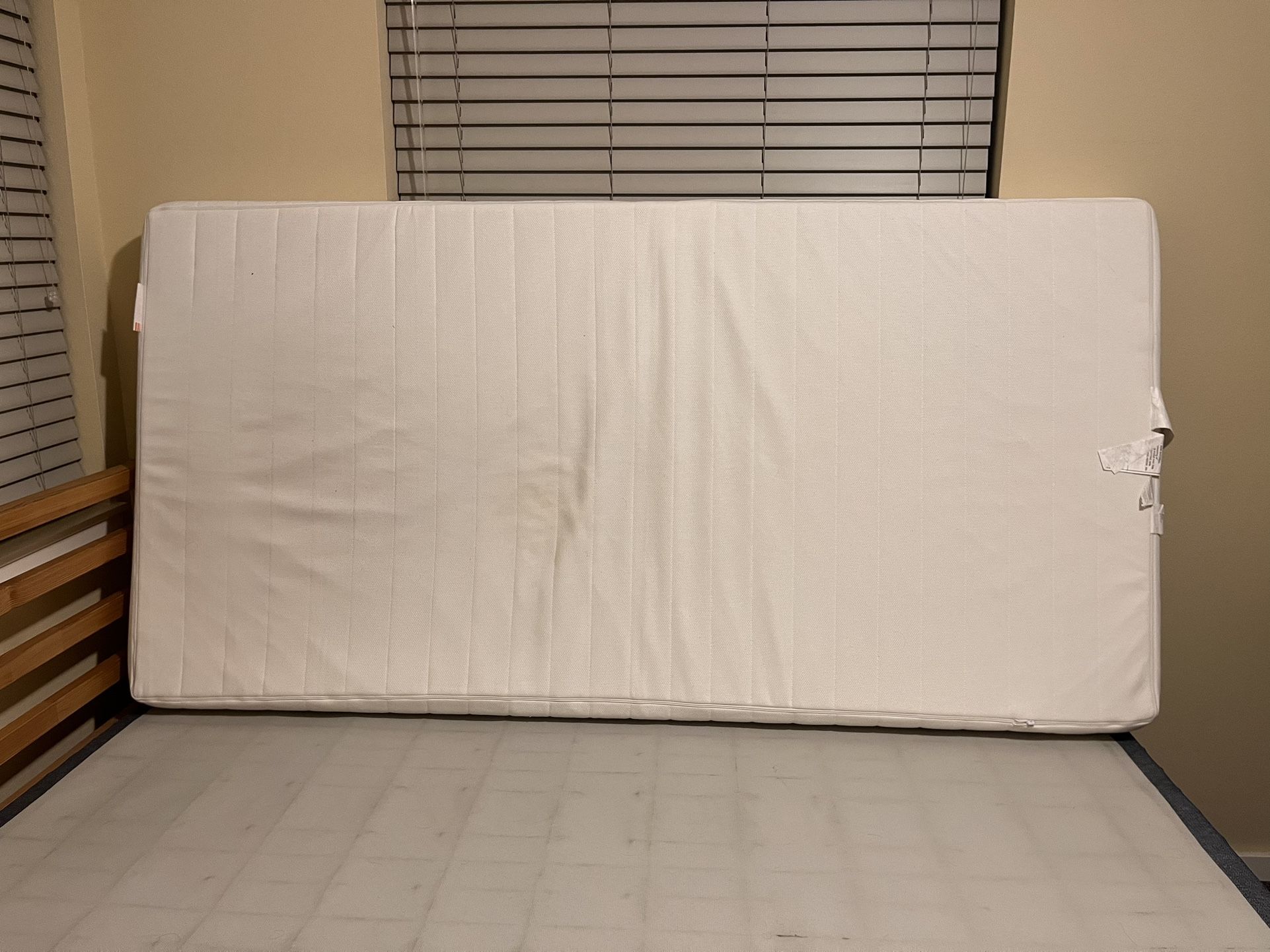 Ikea Twin Size Mattress  With Wooden Bed Frame And Box Spring 