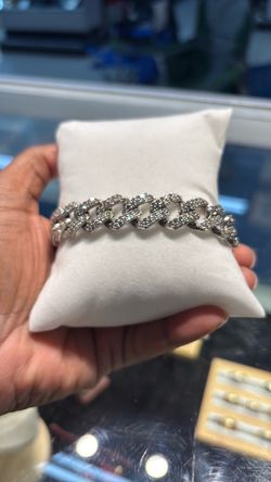 Silver Cuban Link Diamond Bracelet