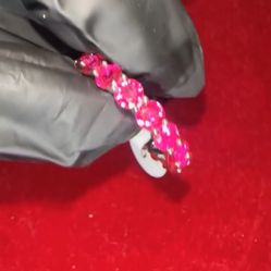 925 Sterling Silver Red Rudy Stone Ring 