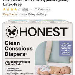 The Honest Company Clean Conscious Diapers Above It All + All the Alpacas - Size Newborn - 72 ct: Hypoallergenic,
