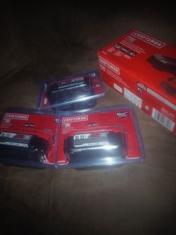 Brand new craftsman batteries i one in boxwood charger $60 each