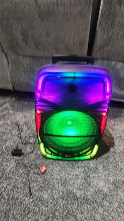 QFX Rolling Bluetooth Speaker w Mic Input and LED Colorful Light Display - DJ, Party, Wedding, Cinco de Mayo