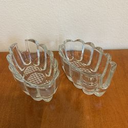 Vintage Princess House #438 Crystal Glass Spoon Rests - Pair