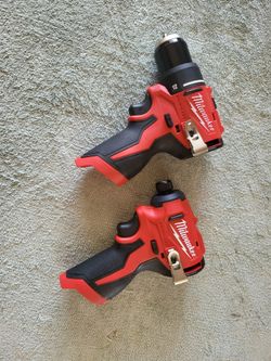 Milwaukee M12 12V Lithium-Ion Subcompact Brushless Cordless 1/4 in. Hex Impact Driver (and) M12 12V Lithium-Ion Subcompact Brushless Cordless 3/8 in. 