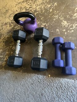 Dumbbells and Kettlebell