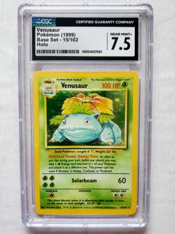 VENUSAUR BASE SET HOLO RARE - CGC 7.5 NM+ Pokemon Card 015/102 WOTC 1999 PSA