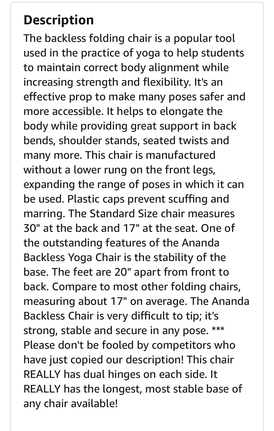 Ananda White Backless Yoga Chair, Backbender-Ready, Extended Base Flexibility and Strength Training Tool