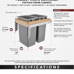 Rev A Shelf 18" Dual Trash Pull Out Cabinet 