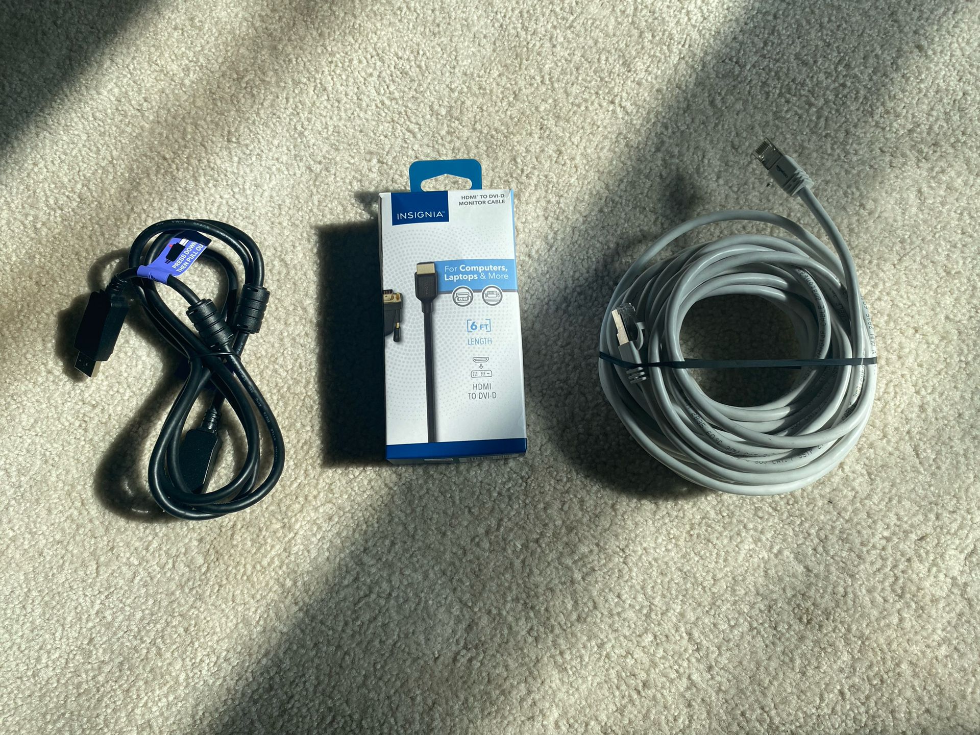 Ethernet Extension + HDMI + DisplayPort Cords – All Like New – $20 Bundle