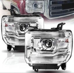 New Headlights For 2014 2015 GMC Sierra 1500 Or 2015-2019 Sierra 2(contact info removed) Hd W/O Led Models Only