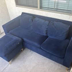 Blue Velvet Modular Couch