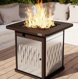 EAST OAK 28'' Stainless Steels Fire Pits Table, 50,000 BTU Upgraded Steel Gas FirePit for Outdoor